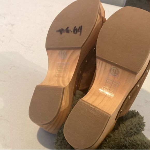 Anthropologie Dolce Vita Dorado Mule Brown Suede Wooden Clog Sandals Size 7.5 - Picture 7 of 7